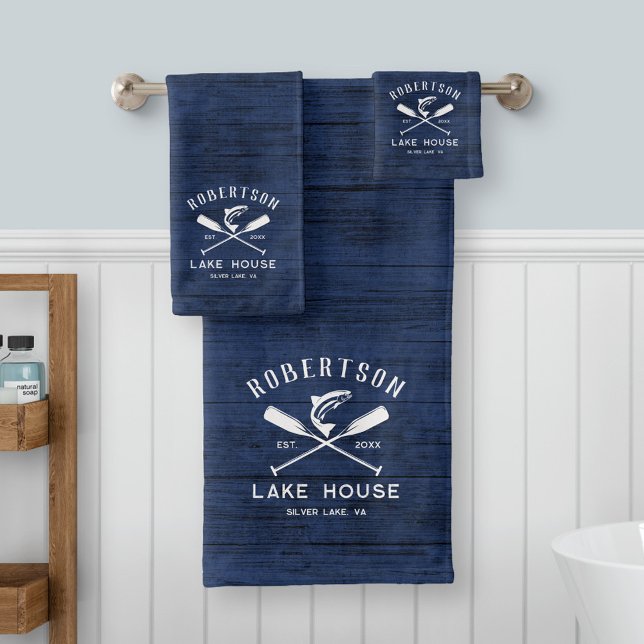 Familia Rustic Lake House Nombre Madera Azul (Subido por el creador)