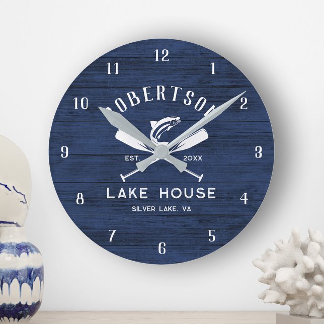 Familia Rustic Lake House Nombre reloj de madera a (Subido por el creador)