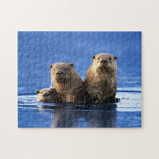 Familia Sea Otter, rompecabezas Jigsaw (Horizontal)