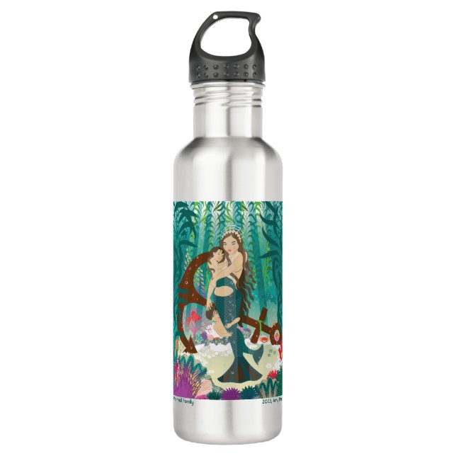 Familia Sirena (brunettes) Botella de agua (Anverso)