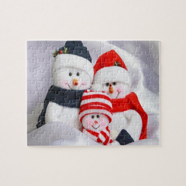 Familia Snowman en el rompecabezas de Jigsaw Navid (Horizontal)