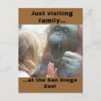 Familia visitante en la postal del zoológico de Sa