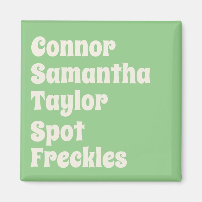 Familias de menta y mascotas nombre imán retro de  (Frente)