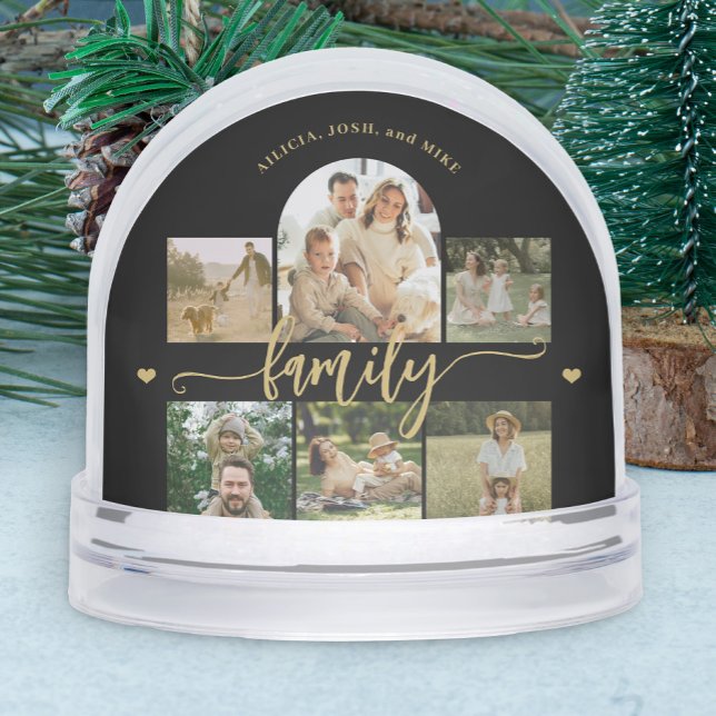 Family photo collage elegant gold script keepsake (Subido por el creador)