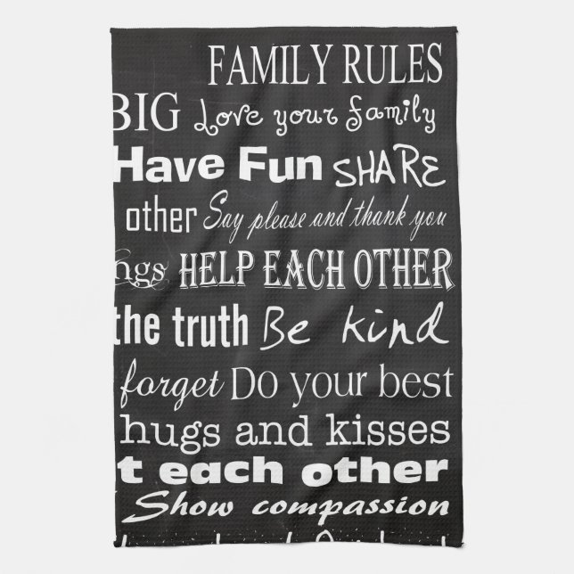 Family Rules Apellido Personal Kitchen Dish Toalla (Vertical)
