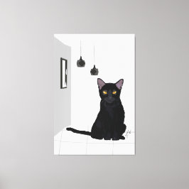 Famoso gato negro pintando arte de pared impreso
