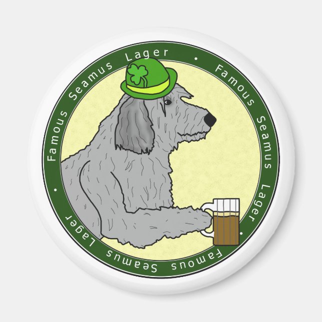 Famoso imán Wolfhound irlandés Seamus Lager (Frente)