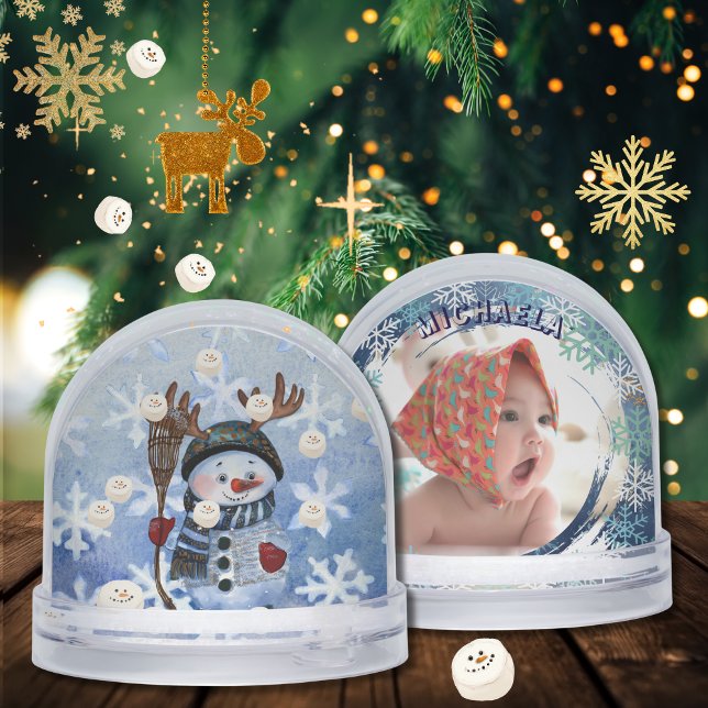 Famoso muñeco de nieve Marshmallow Personalizado f (Funny Snowman Marshmellow Custom Photo snow globe)