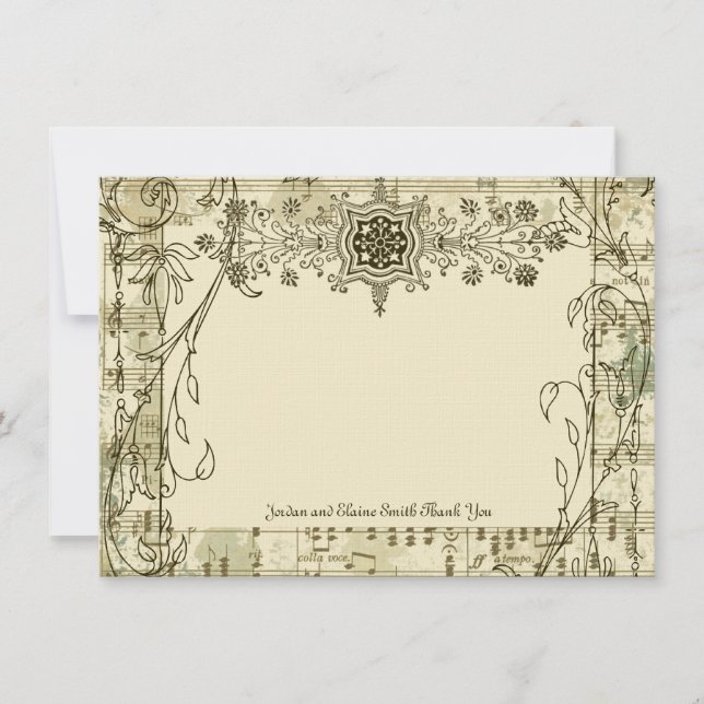 Fancy Antiguo Music Personalized Gracias Notas (Anverso)