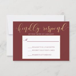 Fancy Burgundy & Gold RSVP Card