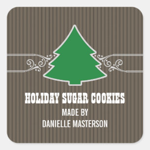 Fancy Christmas Tree Swirls Baking Pegatinas