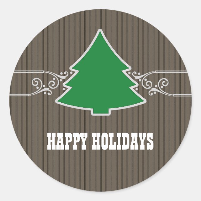 Fancy Christmas Tree Swirls Pegatinas (Anverso)