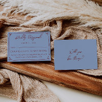 Fancy Deep Red Blue Frame Caprichoso RSVP de Boda
