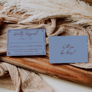 Fancy Deep Red Blue Frame Caprichoso RSVP de Boda