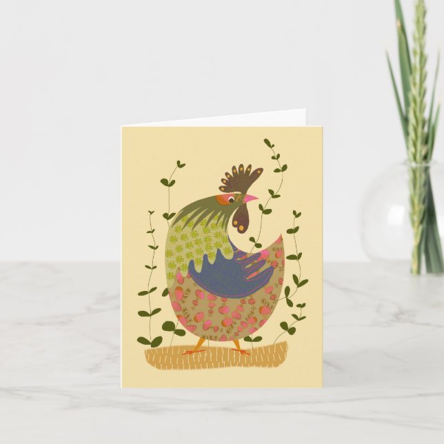 Fancy Fall Colours Chicken BLANK Tarjeta de saludo (Anverso)