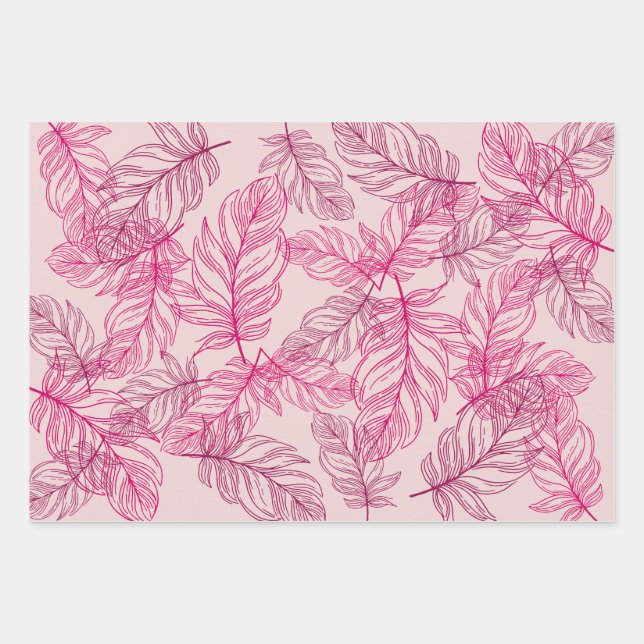Fancy Feathers Papel de envolver moderno, rosa (Anverso)