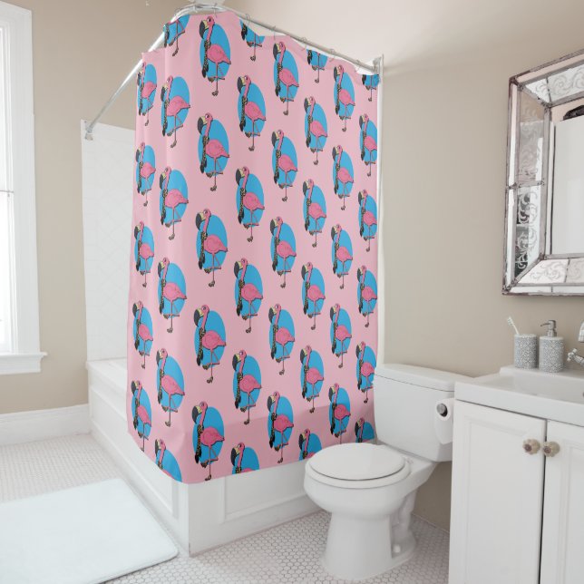 Fancy Flamingo Shower Cortina (In situ)