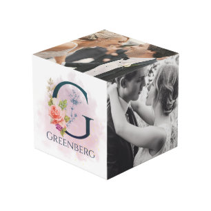 Fancy Floral Monograma Letra G Boda cubo