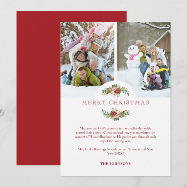 Fancy Floral Poinsettias Garland Christmas Photos (Anverso / Reverso)