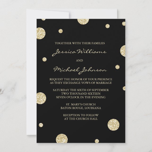 Fancy Gold Purpurina Confetti | Invitaciones de bo (Anverso)