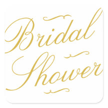 Fancy Gold & White Bridal Shower Pegatinas