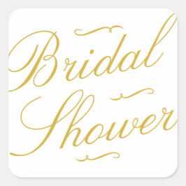 Fancy Gold & White Bridal Shower Pegatinas