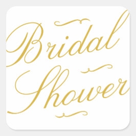Fancy Gold & White Bridal Shower Pegatinas
