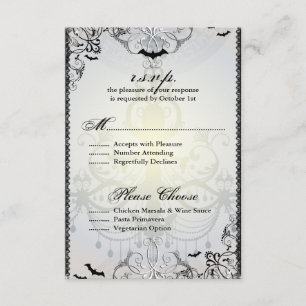 Fancy Gótica Bats Halloween Boda Tarjeta RSVP