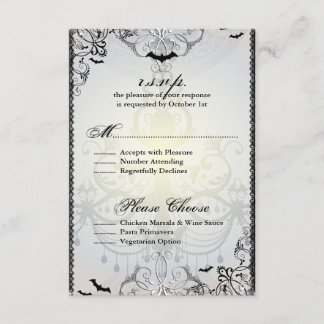 Fancy Gótica Bats Halloween Boda Tarjeta RSVP