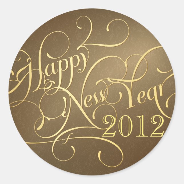 Fancy Happy New Year Pegatinas - Oro (Anverso)