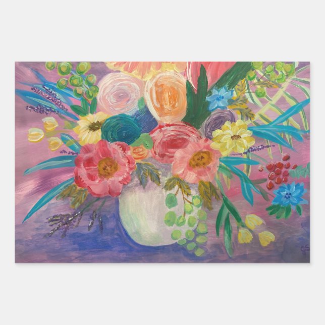 Fancy Hojas de papel de envoltura floral (Anverso)