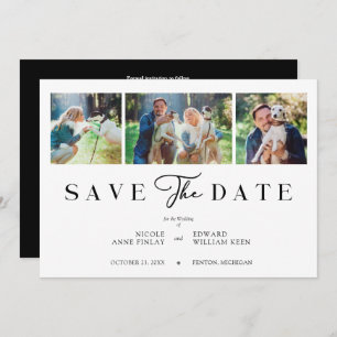 Fancy Minimalist Collage 3 Photos Couple Wedding