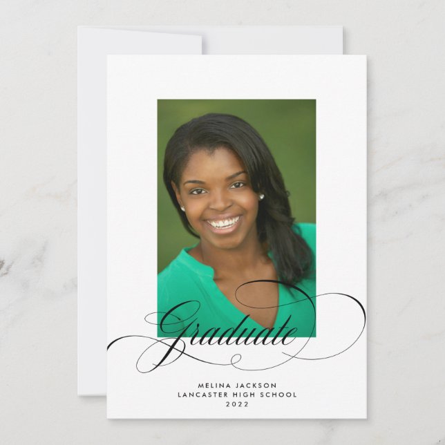 Fancy Monocrome Graduate Photo Invitación (Anverso)