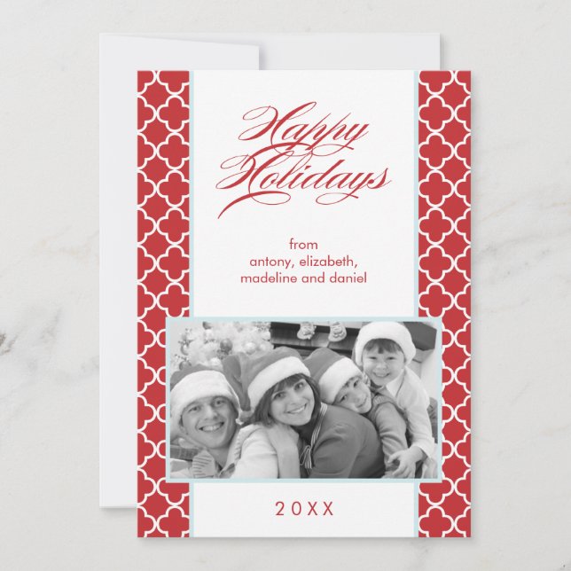 Fancy Red Pattern Navidad Photo (Anverso)
