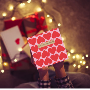 Fancy Romántico Patrón De Corazones Rojo Y Rosa Co