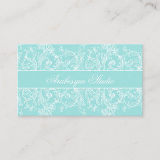 Fancy Scrowork White en tarjeta de visita azul