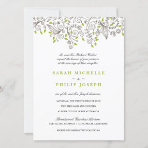 Fancy Swirls Formales Invitaciones a la Boda Flora