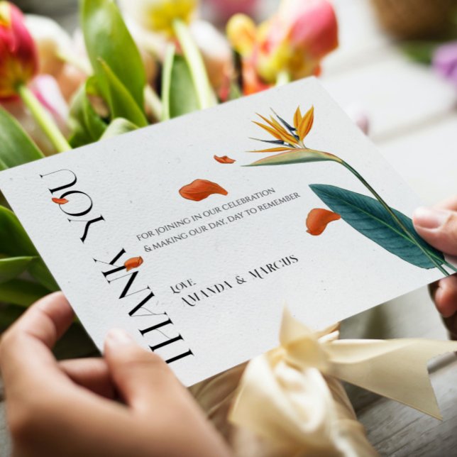 Fancy Tropical Flowers Boda - Tarjeta de agradecim (Subido por el creador)