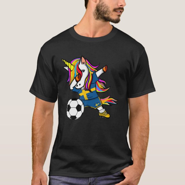 Fans de Dabbing Unicorn Suecia Soccer Jersey Sueci (Anverso)