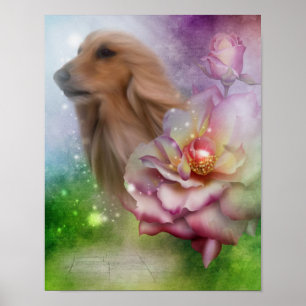 Fantasía afgana Fantasía Flores Perro Arte