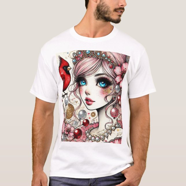 Fantasía Anime Manga Chica Rin ama su camiseta de  (Anverso)