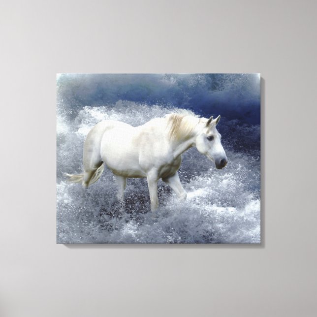 Fantasía Arte de Caballo Blanco y Surf en el Océan (Anverso)