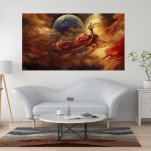 Fantasía arte moderno oro rojo top de las nubes