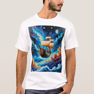 Fantasía Barco Cósmico Viaje Camiseta para Soñador