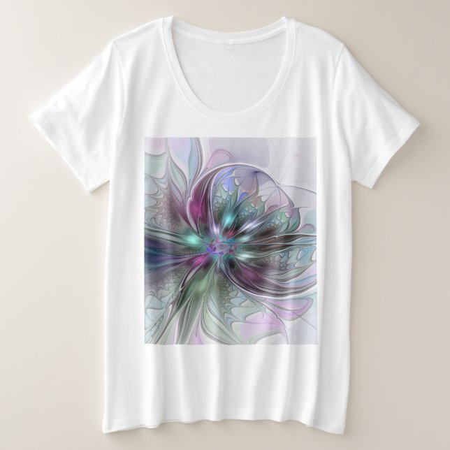 Fantasía colorida Resumen Flor Fractal Moderna (Anverso del diseño)