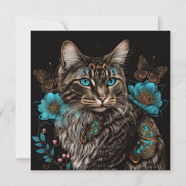 Fantasía con flores y mariposas arte de IA (Anverso)