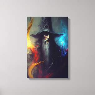 Fantasia de Brujo Oscuro en Lienzo   Arte de Mago