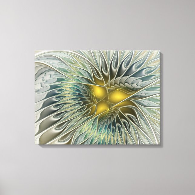 Fantasía de flor de plata dorada Arte fractal abst (Anverso)