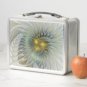 Fantasía de flor de plata dorada Arte fractal abst