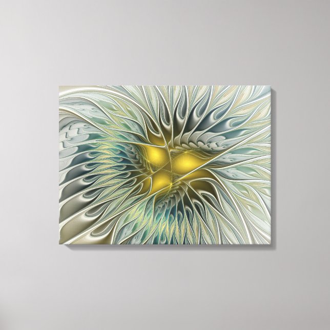 Fantasía de flor de plata dorada Arte fractal abst (Anverso)